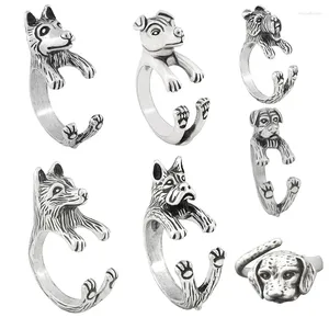 Cluster ringen Vintage Jack RussellBoxer Ring mannen Kpop Anillos Boho schattige hond Anel paar voor vrouwen sieraden vriend Aneis verjaardag