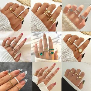 Clusterringen Vintage Knuckle Ring Sets voor vrouwen Boho Crystal Stone Geometrische figuur vrouwelijke Boeman 2023 sieradencadeau