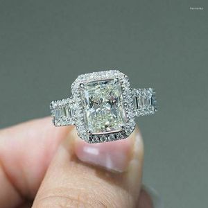 Anillos de racimo, anillo de diamante de laboratorio Vintage, anillo de boda de compromiso de plata de ley 925 para mujer, regalo de joyería de fiesta de compromiso nupcial