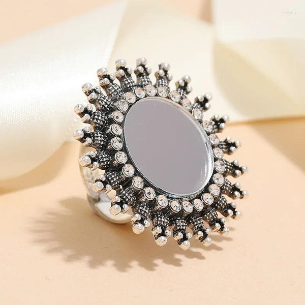 Anillos de racimo Vintage metal elegante para mujeres boho anillos giraswlower dhinestone anillo ajustable fiesta de bodas joya bague femme