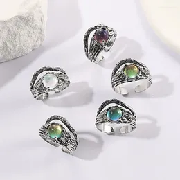 Cluster Ringe Vintage Mondstein Offene Einstellbare Ring Für Frauen Männer Verlobung Party Hochzeit Schmuck Mode 2023 Weibliche Anillos