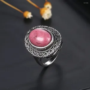 Cluster anneaux vintage Natural Rhodochrosite 925 Bijoux en argent sterling