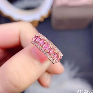 Anillos de racimo, anillo de zafiro Natural Vintage, plata de ley 925 con incrustaciones de piedras preciosas rosas, regalo de fiesta de compromiso de boda nupcial para mujer