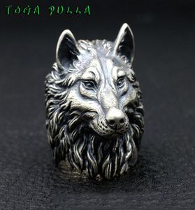 Clusterringen Vintage Nordic Ring Men Silver roestvrij staal Punk Rock Biker Male Viking Amulet JewelryCluster5988881