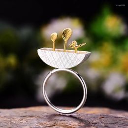 Cluster ringen vintage originele literaire eenvoudige zilveren kleur bloemen geflude scheuten en vlinder open voor vrouwen bruiloft sieraden accessorie
