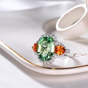 Clusterringen Vintage ovaal verstelbaar voor vrouwen zilveren kleur toermaline unieke groene open ring bruiloft feestje sieraden vrouw geschenken