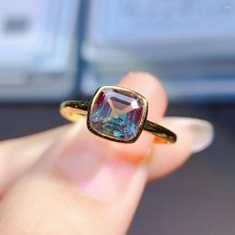 Bagues de cluster Vintage Princess Cut Alexandrite Bague de fiançailles 925 Silver Bridal Dainty Femme pour cadeau