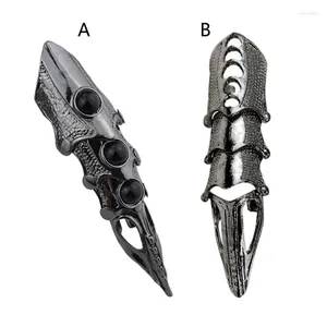 Cluster Ringen Vintage Punk Dragon Claw Vinger Ring Voor Vrouwen Donker Zwart Skelet Knuckles Armor Gothic Sieraden Accessoires