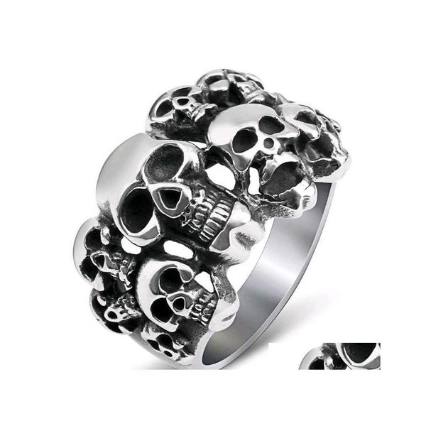 Cluster Rings Vintage Punk Metal Skl Sculpté Gothique Anneau Fleur Libellule Tournesol Cool Mens Rock Party Biker Bijoux Drop Delivery Ot7Nr