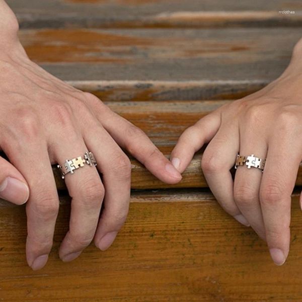 Cluster anneaux vintage puzzle élégant couple doigt réglable des bijoux ouverts accessoires de fête pour femmes
