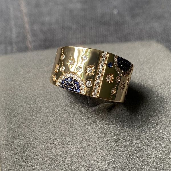 Cluster Rings Vintage Mode Romaine Soleil Et Lune Zircone Shine Ring Design Exclusif Doré Index Doigt Femmes Zk30 220921