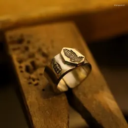 Cluster anneaux vintage couleurs argentés caractères chinois zi vous les mains priantes pour les hommes qui ouvrent des accessoires de bijoux d'anneau réglable