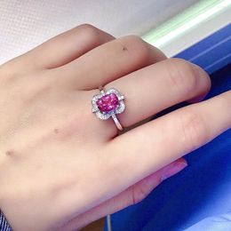Cluster ringen Vintage zilveren roze Topaz Ring 6mm 8mm VVS kwaliteit natuurlijke echte 925 sieraden