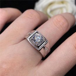 Cluster ringen vintage vast wit goud 14K mannelijke ring 1ct moissanite diamant heren verloving mooie feestjuwelen voor man briljant