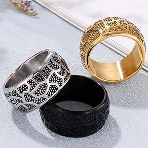 Anillos de racimo Anillo de acero inoxidable vintage para hombres Mujeres Dedo de los hombres Chapado en oro Banda de boda grabable Hombre Titanio Rocker Joyería