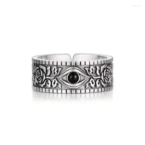 Clusterringen Vintage Sterling Sier Eye Flower Verstelbaar voor Dames Engagement Designer Sieraden Accessoires