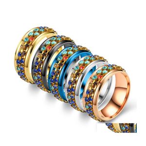 Clusterringen Vintage -stijl Roestvrijstalen ring voor vrouwen Crystal Jewelry Fashion Engagement Wedding Drop Levering OT0VS