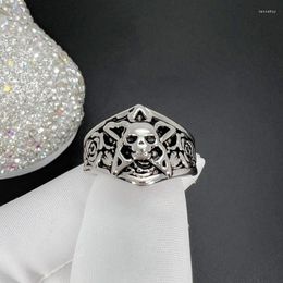 Cluster Ringe Vintage Thai Silber Mode Persönlichkeit Rose Ring Öffnung Hip Hop Pentagramm Knochen Schmuck Großhandel