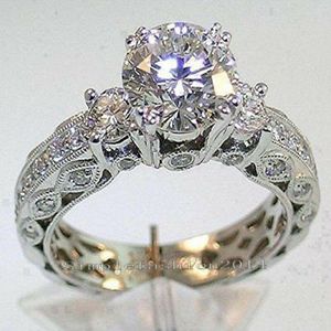 Bagues de cluster Vintage trois pierres laboratoire diamant promesse bague 925 argent fiançailles bande de mariage pour les femmes bijoux de fête de mariée