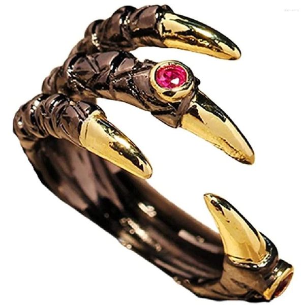 Anillos de racimo Vintage Titanio Acero Águila Dragón Garra Anillo de calavera de Halloween Venta de apertura dominante para hombres Joyería de gato animal de roca