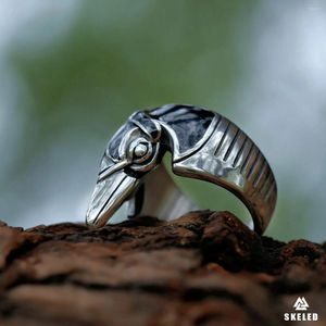 Anneaux de cluster Vintage Vikings Odin Raven Bague en acier inoxydable pour hommes Nordic Pagan Amulet Fashion Charm Male Bijoux Cadeau en gros