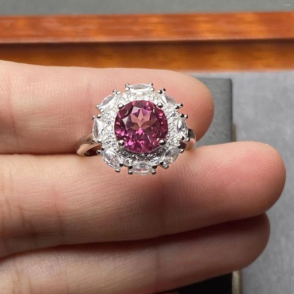 Anillos de racimo anillo de plata de oro blanco vintage para una mujer con piedra de topacio rosa natural 8 8 mm woiman regal citas boda