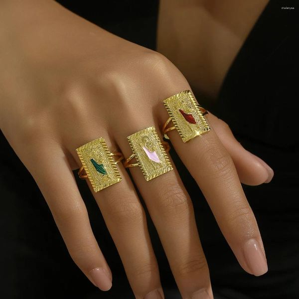 Anillos de racimo Virgen María Esmalte Anillo abierto para mujeres Gota de aceite colorida Joyería de moda ajustable Regalo Novia Fiesta de cumpleaños