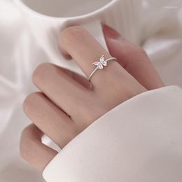 Anillos de racimo VOQ Color plata mariposa suave anillo ajustable señoras niñas joyería de moda coreana amigos regalo fiesta