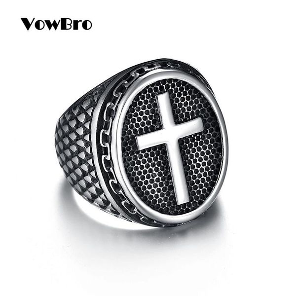 Anneaux de cluster Vowbro 2021 Acier Titane Rouge Armure Bouclier Chevalier Templier Croisade Bague Croix Médiévale Chevalière Rétro Vintage Taille 8 9 10 11