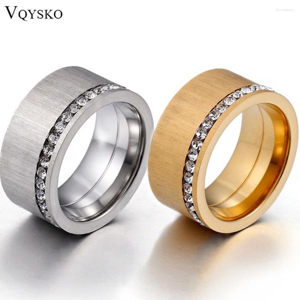 Anillos de racimo Vqysko Single Row White Zircon Anillo de cara ancha Color de oro personalizado Arena para padres Pareja Memorial Día Regalo