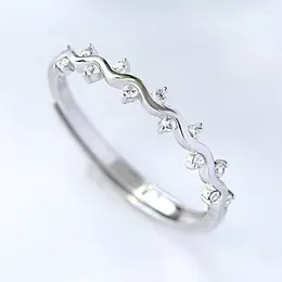 Cluster Ringen Wave Zirkoon Voor Vrouwen Meisjes Kristal Open Verstelbare Koreaanse Ontwerp Mode Dochter Verjaardag Bruiloft Sieraden BOYULIGE