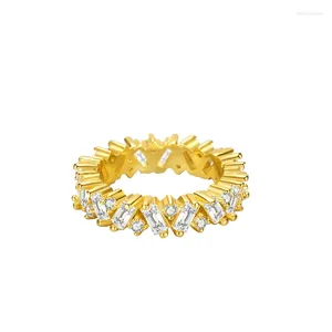 Bagues de cluster Bandes de mariage Moissanite Bague S925 Argent Femmes Engagement Cadeau Galvanoplastie Or Jaune