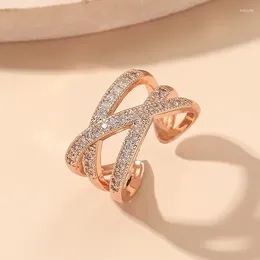 Cluster Ringen Bruiloft Voor Vrouwen Goud Kleur Zirconia Vinger Ring Open Verstelbare Anillos Bague Femme Engagement Sieraden Accessoires