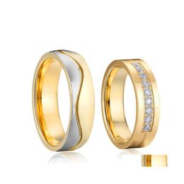 Cluster ringen trouwringsets voor mannen en vrouwen huwelijksverjaardag alliantie liefhebbers vergulde 18k s gold roestvrij staal paar drop dhlcz
