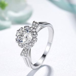 Clusterringen Wedding S925 Sterling Silver Flower Diamond For Women Jewlery Organisator Crown Paren Fashion Luxe