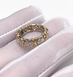 Cluster Anneaux Western Style Original 100 S925 STERLING SILPS RING SEVITEEN STONE FEMMES LOGO ROMMANS ROMANCE19505707