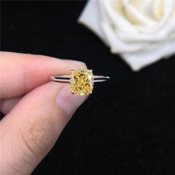 Anillos de racimo de oro blanco 1.5ct El compromiso de diamantes amarillo claro para mujeres accesorios para la fiesta de regalo de joyería de la joyería brillante para siempre