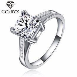 Cluster ringen wit goud gevulde vierkante kubieke zirkoon bruiloft verloving voor vrouwen Bague Bijoux femme anillo 079