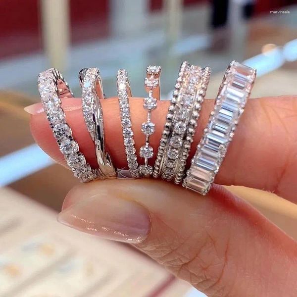 Bagues de cluster plaqué or blanc délicat empilage pour femmes mode coréenne cubique zircone femelle bague bijoux tendance 2023