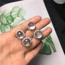 Clusterringen White Jade Fashion Gift Women Natural Gemstone Real Instelbare Ring 925 Silver Barved Designer Charms Charm Sieraden Gifts