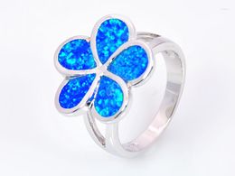 Clusterringen Groothandel Retail Fashion Fine Blue/White Fire Opal 925 Sterling Sliver Jewelry for Women RAL152503
