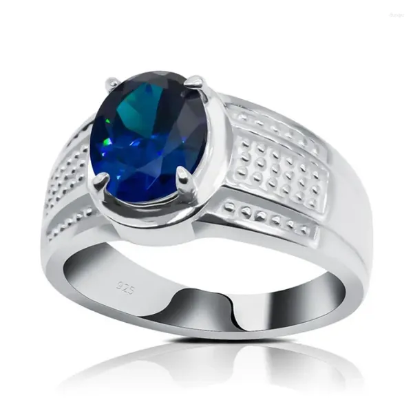 Bagues de cluster en gros personnalisé de haute qualité bijoux OEM 925 sterling bleu zircon cubique pierre bague en argent diamant main mariage