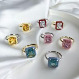 Clusterringen wensen Europees en Amerikaanse kerst S925 Sterling Silver Ring vrouwelijke kristallen kubus suiker Rijn voor vakantiegeschenk sieraden