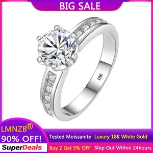 Salons de cluster avec des informations d'identification GRA 1 Diamond Moissanite Luxury 18K Ring en or blanc accessoires de mariage féminins pour femmes