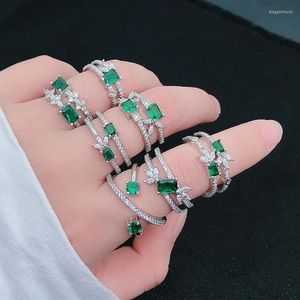 Bagues de grappe femmes 925 argent émeraude croix Wrap bague ouverte fiançailles cadeau de mariage bijoux en gros