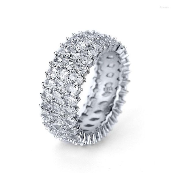 Bagues de grappe femmes argent 925 mariage luxe qualité bijoux 2023 plein diamant Zircon platine couleur anniversaire cadeau