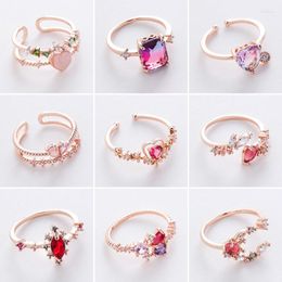 Anillos de racimo mujeres Bagues corazón ajustable amor anillo oreja para niñas dedo chapado en oro joyería accesorios de compromiso Schmuck