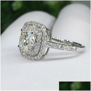Cluster Ringen Vrouwen Bling Zirkoon Diamant Mode Fijne Sieraden Engagement Edelsteen Ring Gift Zal En Sandy Drop Levering Dh5Zy