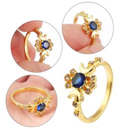 Anneaux de cluster Femmes Gold Alliage Sun Finger Bague Wandering Star Sapphire Moon et Stars5396207