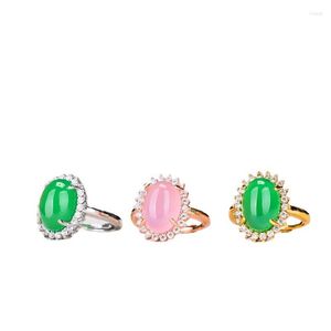 Cluster ringen vrouwen roze jade zirkoon ring verstelbare banden groen jadeite myanmar jades rose goud voor vriendin moeder geschenken